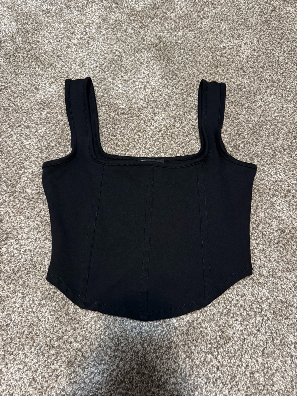 Shinestar Black Square-Front Crop Tank